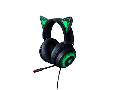 Razer Kraken Kitty - Auriculares Gaming con Cable (Los Auriculares con Orejas de Gato, RGB Chroma, Micrófono con Cancelación Activa del Ruido, Audio Espacial THX) Negro