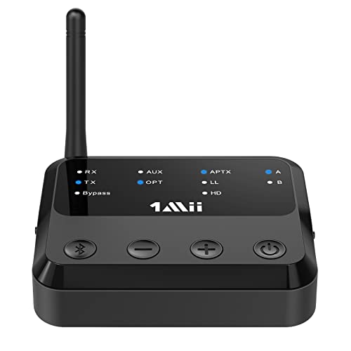 1mii Transmisor Receptor Bluetooth para TV Estéreo Hogar 2 Auriculares Inalámbricos, Adaptador Audio Bluetooth 5.2 con aptx HD/Baja Latencia, Largo Alcance, Salida/Entrada Óptica/AUX 3,5 mm-B310Pro