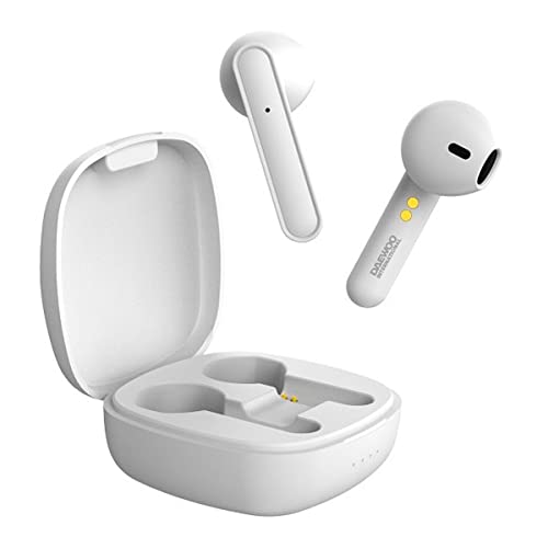 Daewoo Auriculares Inalámbricos Pixie Blancos | Auriculares Bluetooth | Auriculares Móvil | Auriculares Superligeros | Color Blanco