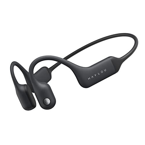 HAYLOU PurFree Auriculares de conducción ósea Auriculares Deportivos Bluetooth 5.2 de oído Abierto - Auriculares inalámbricos Impermeables IP67 para Entrenamientos y Correr - Gris Negro