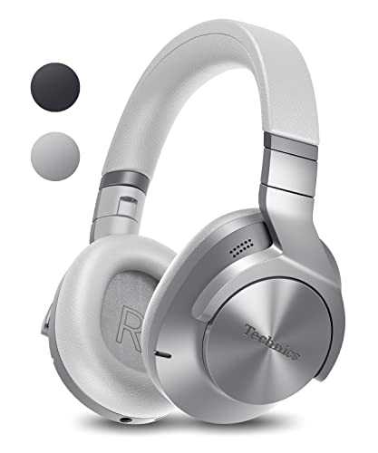 Technics EAH-A800E-S Auriculares Inalámbricos Bluetooth Over Ear, con Cancelación de Ruido y Micrófono, Hasta 50 Horas de Reproducción, Plata