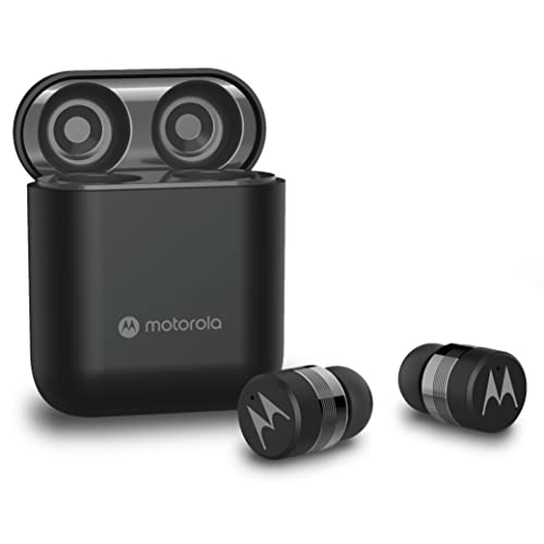 Motorola Sound Moto Buds 120 - Caja de carga portátil y micrófono integrado - 17h - Resistente al agua IPX6 - Control táctil - Compatible con Siri y Google - Negro