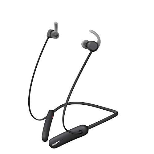 Sony WISP510B - Auriculares inalámbricos Deportivos (15 h de batería, Resistencia IPX5, diseño Neckband, Recoge Cable magnéticamente, soporta ARC, Micro para Llamadas Manos Libres) Negro