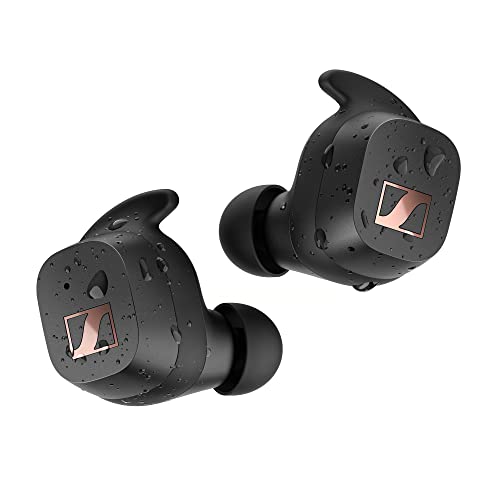 Sennheiser Sport True - Auriculares intraurales Bluetooth, música y llamadas con acústica adaptable, aislamiento de ruido, controles táctiles, batería IP54 de 27 horas, color negro