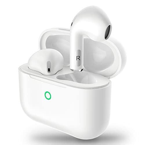 Auriculares Inalambricos, Auriculares Bluetooth 5.3 HiFi Estéreo con Dual Mic, Cascos Inalambricos con Cancelación de Ruido ENC, Control Táctil, IPX7 Impermeable lraecaey para Android e iOS, Blanco