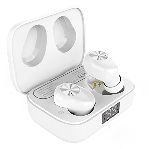 Amazon Brand - Eono Auriculares-inalámbricos-Eonobuds 1-Auriculares-Bluetooth 5.2-Cascos-inalambricos en la Oreja con Sonido nítido,IPX7 de impermeabilidad,Carga USB-C para el Trabajo(Blanco)