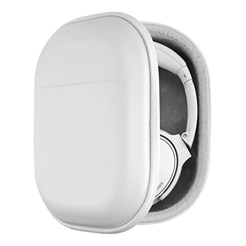 Geekria UltraShell - Funda para auriculares compatible con Bose QC45, QuietComfort 35 II, QC25, funda rígida de repuesto, bolsa de transporte de viaje con almacenamiento de cable (humo blanco)