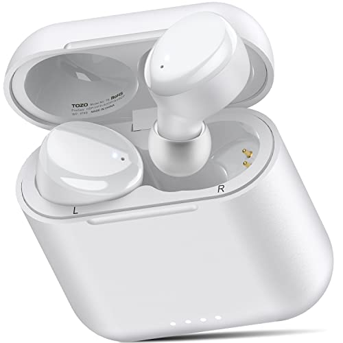 TOZO T6 Auriculares Inalámbricos, Auriculares Bluetooth 5.3 Control Táctil IPX8 Impermeable con Mics, 45H de Reproducción, Carga inalambrica, Cascos Inalámbricos Bluetooth Graves Profundos, Blanco