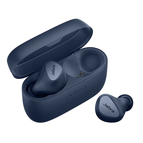 Jabra Elite 4 Auriculares Inalámbricos, Discretos y Cómodos, con Cancelación Activa de Ruido (ANC), Spotify Tap, Google Fast Pair, Microsoft Swift Pair y Bluetooth Multipunto, Azul Marino