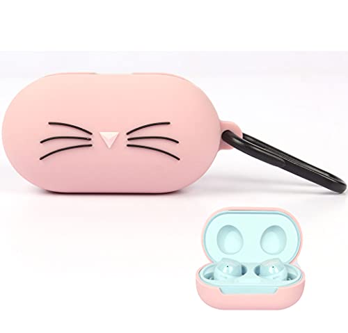 Brifu Funda Protectora de Silicona Compatible con Auriculares Samsung Galaxy Buds Plus 2020 / Galaxy Buds 2019, [Admite Carga inalámbrica] [Protección contra Golpes ] Lindo patrón Gata-Rosa