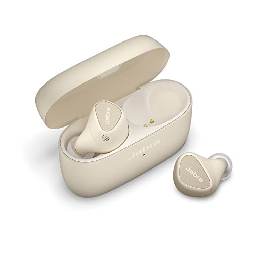 Jabra Elite 5 True Wireless Auriculares Bluetooth Inalámbricos con Cancelación Activa de Ruido (CAR) Híbrida, 6 Micrófonos, Ajuste Ergonómico y Altavoces de 6 mm - Hechos para iPhone - Beige Oro