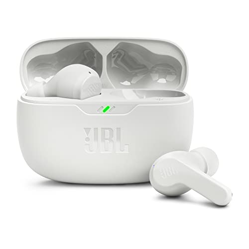 JBL Wave Beam, Auriculares intrauditivos inalámbricos con impermeabilización IP54 e IPX2, Llamadas Manos Libres y 32 Horas de duración de la batería, en Blanco