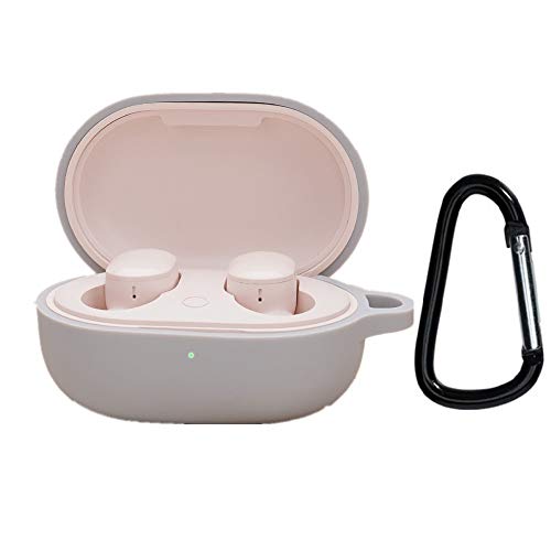 Funda Silicona para Redmi Airdots 3 TWS con Carabiner,Silicona Case Cover,Protectora Carcasa,Compatible con Auriculares inalámbricos Xiaomi Redmi Airdots 3 Wireless Bluetooth Earphone (Gris 1)