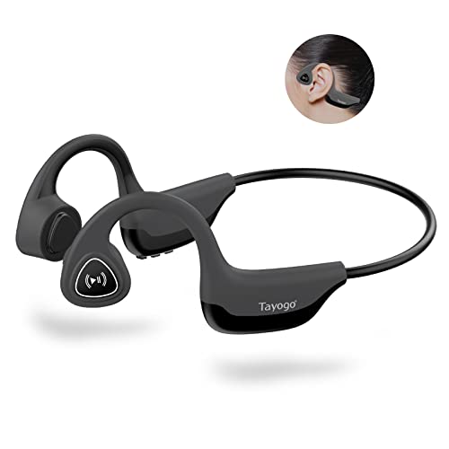 Tayogo Auriculares De Conducción ósea, Bluetooth 5.0 Conducción ósea Inalámbrica para Correr Andar (Gris)