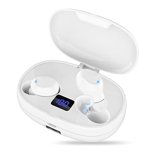 Yilear Auriculares Bluetooth 5.0 de hasta 50 Horas de Reproducción, Sonido Estéreo de Graves Profundos, Cancelación de Ruido Avanzada, Mini Auriculares Inalámbricos con Estuche de Carga de 2200 mAh