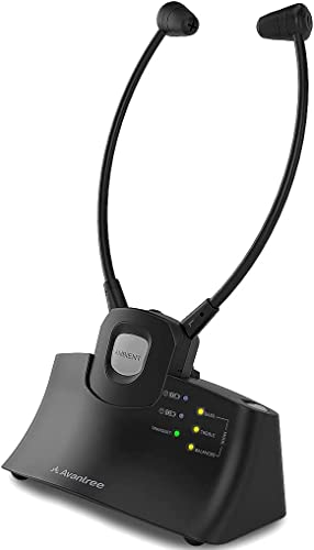 Avantree HT381 Auriculares Inalámbricos Digitales RF paraTV Control Volumen Equilibrio L/R, Volumen Mejorado Personas Mayores y con Discapacidad Auditiva, Entorno Modo Ambiental, Batería Reemplazable