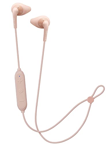 JVC Auriculares Deportivos Inalámbricos HA-EN15W-P-U. Auriculares de Botón in Ear con Conexión Bluetooth. Autonomía 6,5 Horas, Resistencia al Sudor, Ajuste Seguro, Cable Anti-Enredos. Color Rosa