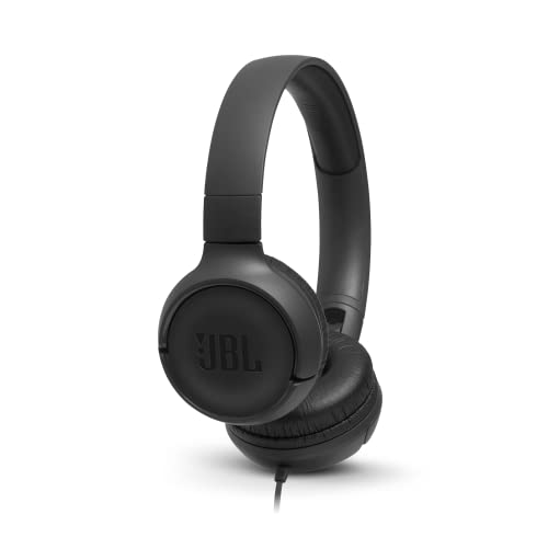 JBL Tune 500 - Auriculares supraaurales de cable y control remoto de un solo botón, micrófono incluido, asistente de voz, negro