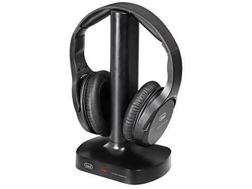 Trevi FRS 1480 R Auriculares estéreo para TV, Receptor inalámbrico RF inalámbrico, Base de Carga, Digital óptico, Jack 3.5 mm, RCA, Diadema Ajustable, Apagado automático