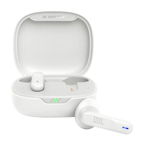 JBL Wave Flex, Auriculares inalámbricos In-Ear con Resistencia al Agua IP54 e IPX2, tecnología TalkThru y AmbientAware y 32 Horas de duración de la batería, en Blanco