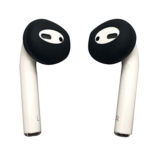 Amial Europe - Ear Caps Almohadillas Auriculares Compatible con AirPods [6 Piezas] EarPods Orejeras Protectoras de Silicona [Flexible Suave Anti-Slip] [Calidad Extra] (Negro)