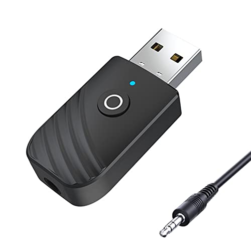 LacyMC Adaptador Bluetooth USB 5.0, Transmisor Receptor Bluetooth 3-en-1 con Audio Inalámbrico 3.5MM Cable, para PC/TV/Auriculares/Altavoces/Radio