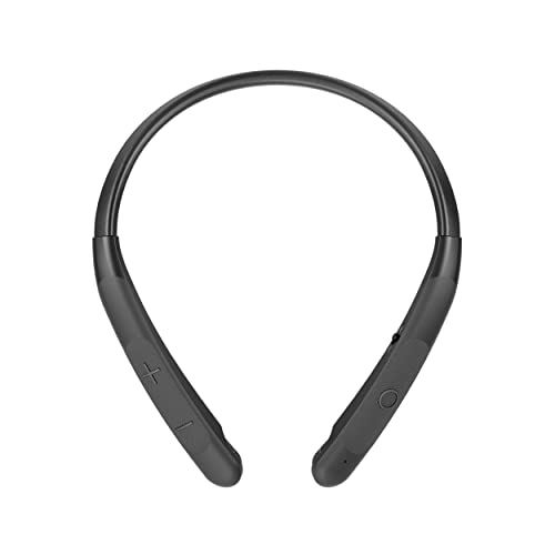 LG TONE NP3 - Auriculares Inalámbricos Neckband, Doble Micrófono, Bluetooth 5.1, Emparejamiento Rápido (Google/PC), Cable Retráctil, 22h Autonomía, Conectividad: 2 Dispositivos, 48 g, Color Negro