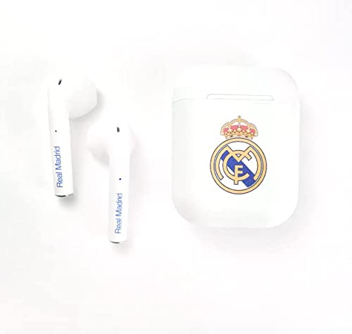 Real Madrid Club de Fútbol - Auriculares Inalámbricos - Bluetooth 5.1 HiFi Estéreo - Control Táctil y Micrófono Incorporado - Compatibles con iOS y Android - Producto Oficial del Equipo