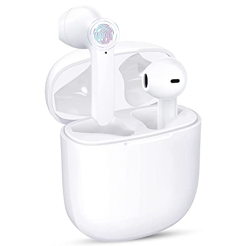 Auriculares Bluetooth 5.1 HiFi Estéreo, Cascos Inalambricos Bluetooth con Control Táctil, IPX5 Deportivos, para iPhone Huawei,Auriculares Inalámbricos, Micrófono Incorporado