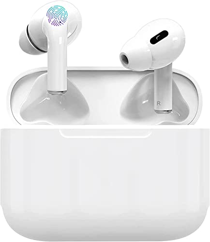 [Certificado Apple MFi] Auriculares inalámbricos AirPods, Auriculares inalámbricos con Control táctil, cancelación de Ruido, micrófono Integrado con Funda de Carga, Color Blanco