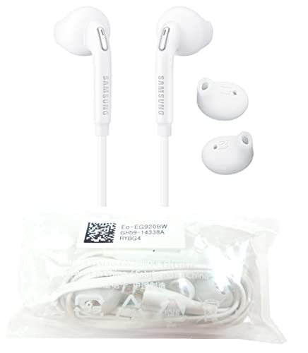 SAMSUNG Auriculares EG920 in-Ear Originales Galaxy S6 Edge SM-G925F (Tapones, Conector de 3,5 mm, Sonido estéreo), Color Blanco