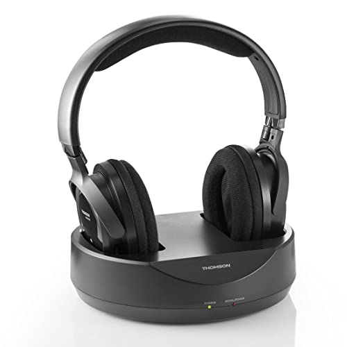 Thomson Auriculares Inalámbricos con Estación de Carga (Auriculares Over-Ear para TV/TV Auriculares Inalámbricos con un Alcance de 100 m, 863 Mhz, Sistema PLL), 14 x 30,6 x 28,6 cm, Negro