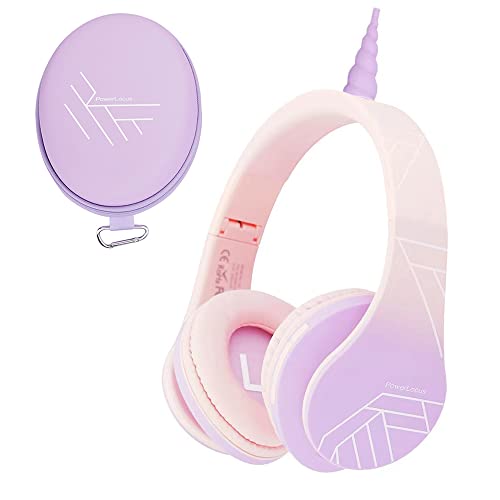 PowerLocus Auriculares para niños, Auriculares Bluetooth para niños, con 85DB Volumen Limitado, Auriculares Plegable con micrófono, Micro SD Slot, Auriculares Inalámbricos y con Cable, con Estuche