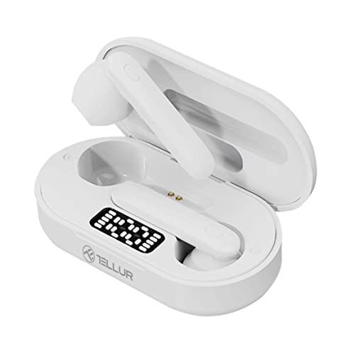 TELLUR Flip Auriculares Bluetooth con Estuche de Carga, BT 5.0, Control Táctil para Música y Llamadas, Sonido HD Hi-Fi, Controladores de 13mm con Bass Boost, Peso Ligero de 4 gr, USB-C