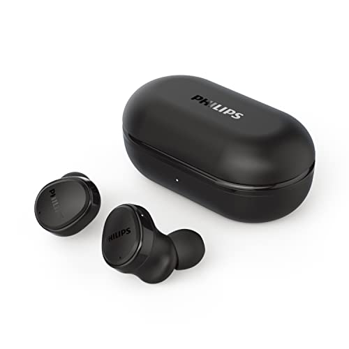 Philips TAT4556BK/00 Auriculares Inalámbricos con Cancelación De Ruido Activa Híbrida, con Resistencia A Las Salpicaduras Y Al Sudor IPX4 Y hasta 29 Horas De Duración con Estuche Portátil, Negro