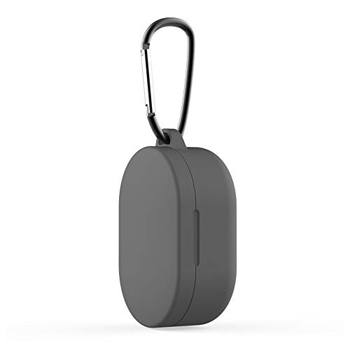 Oihxse Funda de Silicona Compatible con Xiaomi Redmi AirDots Auriculares Estuche Flexible Protectora Color Skin Caso Llavero Inalámbricos Accesorios para Xiaomi Mi AirDots Caja (Gris)