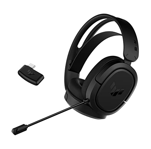 ASUS TUF Gaming H1 Wireless Headset (Discord Certified Mic, 7.1 Surround Sound, 40mm Drivers, 2.4GHz, USB-C,  Lightweight, 15 Hour Battery Life, For PC, Mac, Switch, Mobile Devices, PS4, PS5)- Black