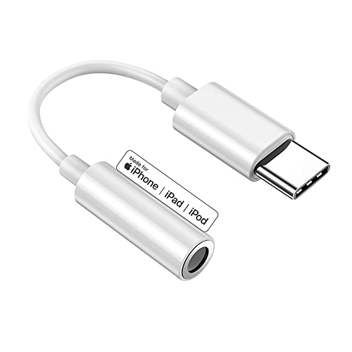 JUQOTU Adaptador usb c a jack 3.5 mm【Certificado MFi】Adaptador USB C a Adaptador de Audio para Toma de Auriculares, USB C a Conector para iPad Pro, Galaxy/Huawei, Google Pixel 4/3/2, OnePlus 9, Xiaomi