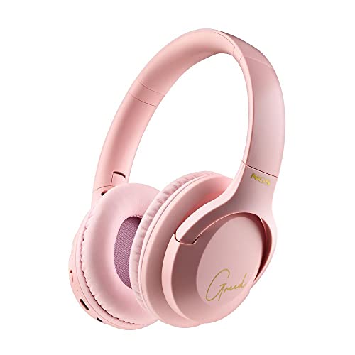 NGS Artica Greed Pink - Auriculares Supraaurales Inalámbricos, Compatibles con Tecnología Bluetooth, Ligeros y Plegables, Micrófono Incorporado, 40h de Batería, Color Rosa