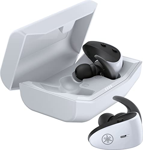 YAMAHA TW-ES5A Auriculares In-Ear Deportivos True Inalámbricos Bluetooth con Listening Care, Micrófono con Diseño Avanzado, Resistente al Agua y Sudor IPX7 - Blanco