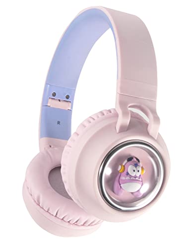 VuyKoo Auriculares Bluetooth para Niñas/Niños con Micrófono/Luces LED, Cascos Inalámbricos, Sonido Estéreo, Auriculares Inalámbricos para Movil, Tablet,Laptops, para Regalo de cumpleaños(Rosa)