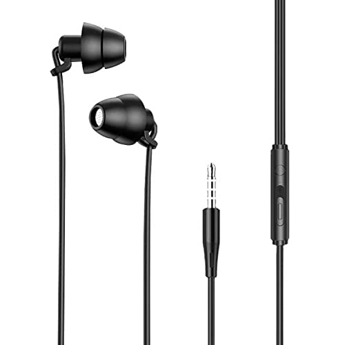 Nurati Auriculares In-Ear para Dormir con Estéreo HiFi, Auriculares con Cable con Micrófono y Control de Volumen, Cascos Jack de 3,5 mm para Dormir, Viajar, Meditación y Relajación, Cómodos y Ligeros