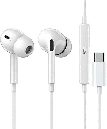 Auriculares USB C, Auriculares Tipo C con microfono Control Remoto de Volumen, Auriculares con Cable para Huawei Samsung Xiaomi Sony Google iPad y más Dispositivos de Interfaz Tipo C