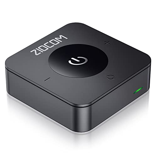 ZIOCOM Transmisor Receptor Bluetooth 5.0, Adaptador de Audio Inalámbrico 2-en-1 para TV/PC/MP3/Gimnasio/Avión/Altavoz y Sistema Estéreo Doméstico (Optico, 3,5 mm AUX, RCA)