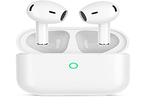 Auriculares Inalambricos, Auriculares Bluetooth 5.1 HiFi Estéreo con Dual Mic, Cascos Inalambricos con Cancelación de Ruido ENC, Control Táctil, IPX7 Impermeable lraecaey para Android e iOS, Blanco