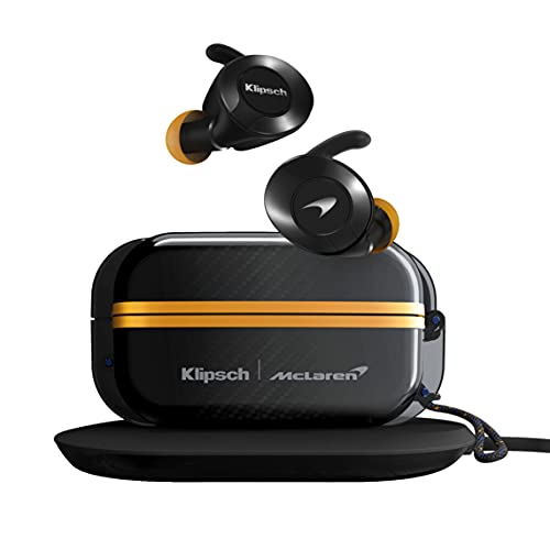 Klipsch T5 II True Wireless Sport McLaren - Auriculares inalámbricos para Deporte Bluetooth 5.0, Control Táctil, InEar, Control de Llamadas, sin Cables, edición Especial, Negro