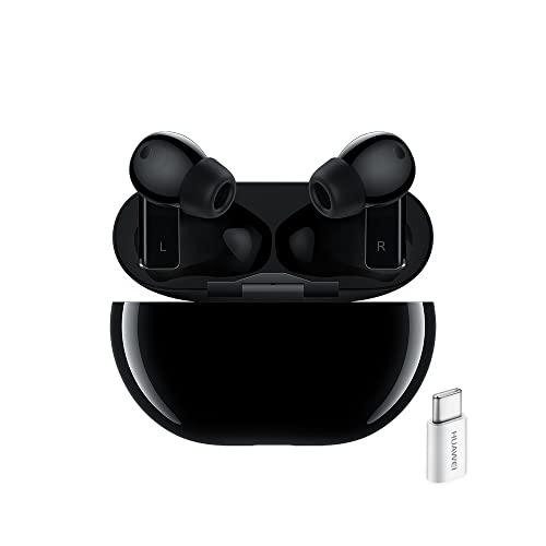 HUAWEI FreeBuds Pro con Adaptador AP52, Auriculares True Wireless Bluetooth, cancelación Inteligente de Ruido, Sistema de 3 micrófonos, Carga inalámbrica rápida, Negro (Negro Carbono)