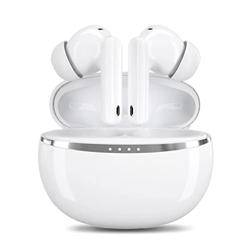 Auriculares Bluetooth inalámbricos con Hi-FI Sonido Estéreo Auriculares Bluetooth 5.1 Llamada Clara, Impermeables, Control Tactivo, Micro Integrado, 24 Hrs para iOS/Android/Samsung Teléfono, Blanco