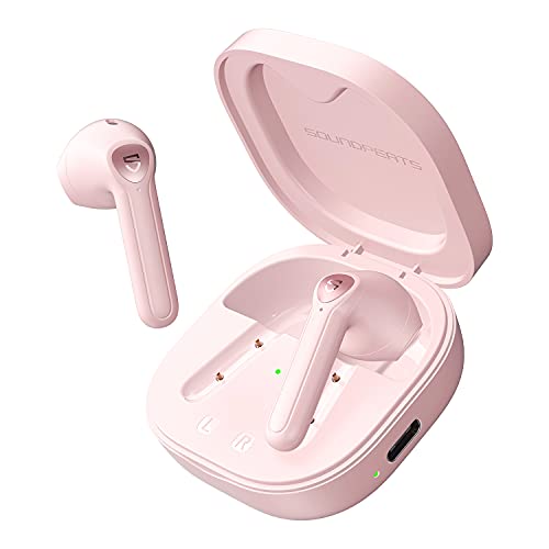 SoundPEATS Auriculares Bluetooth, TrueAir2 Auriculares Inalámbricos con 4 Micrófonos, QCC3040 Bluetooth 5.2 TrueWireless Mirroring, Reducción de Ruido CVC 8.0, Rosa