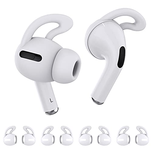 MRPLUM - 4 pares de ganchos para los oídos de silicona antipérdida compatibles con Apple AirPods 3, auriculares inalámbricos (blanco)